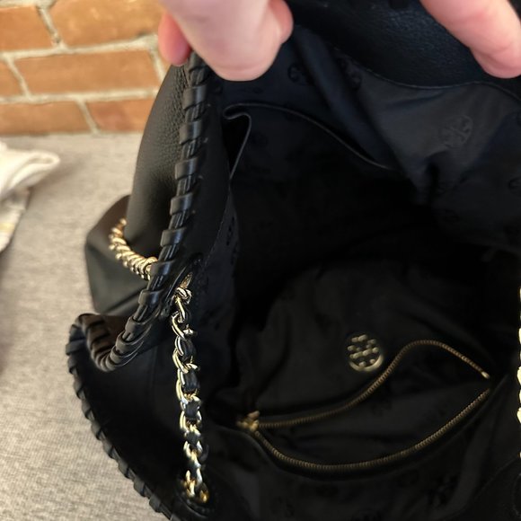 Tory Burch Marion Leather Slouchy Tote/Shoulder Bag in Black Like New! - Picture 6 of 7
